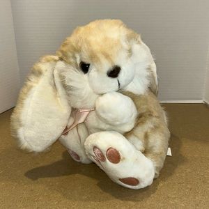 Fluffy Tan & White Bunny EASTER Stuffed Animal